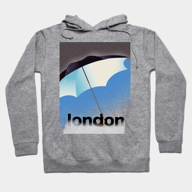 London Umbrella vacation poster Hoodie by nickemporium1